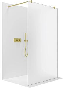 CERANO - Sprchová zástena Walk-in Onyx Duo Ľ/P - 8 mm - guľatá vzpera - zlatá, mliečne sklo - 130x200 cm