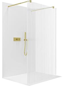 CERANO - Sprchová zástena Walk-in Onyx Duo Ľ/P - 8 mm - guľatá vzpera - zlatá, ryhované sklo - 50x200 cm