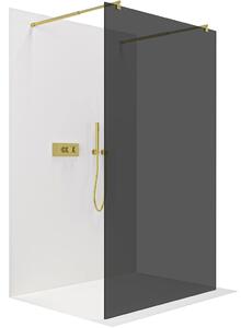 CERANO - Sprchová zástena Walk-in Onyx Duo Ľ/P - 8 mm - guľatá vzpera - zlatá, grafitové sklo - 50x200 cm