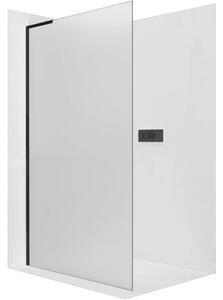 CERANO - Sprchová zástena Walk-in Onyx L-ľavá vzpera - 8 mm - čierna matná, mliečne sklo - 30x200 cm