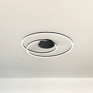 Stropné LED svetlo HOLY, čierne, Ø 68 cm, diaľkové ovládanie,, Čierna, Obývacia izba / jedáleň, kov, Moderný, Závesné svietidlo