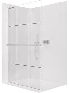 CERANO - Sprchová zástena Walk-in Onyx L-ľavá vzpera - 8 mm + polička / držiak na uteráky - chróm, industriálne sklo - 90x200 cm