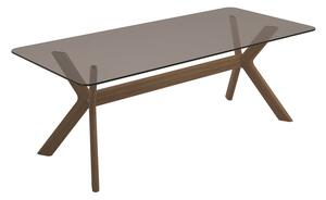 Gloster Teakový jedálenský stôl s kríženou podnožou X-Frame, Gloster, obdĺžnikový 220x100x75,5 cm, rám teak, doska tvrdené dymové sklo