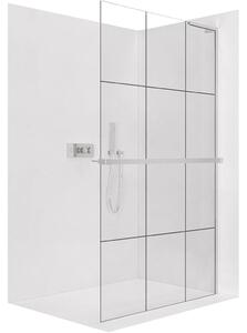 CERANO - Sprchová zástena Walk-in Onyx L-pravá vzpera - 8 mm + polička/držiak na uteráky - chróm, industriálne sklo - 90x200 cm