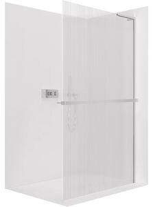 CERANO - Sprchová zástena Walk-in Onyx L-pravá vzpera - 8 mm + polička/držiak na uteráky - chróm, ryhované sklo - 60x200 cm