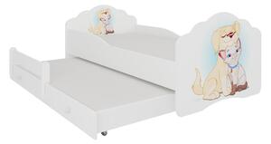 Detská posteľ CASIMO II, 80x160, vzor c3, mačka a pes
