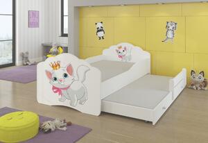 Detská posteľ CASIMO II, 80x160, vzor c3, mačka a pes