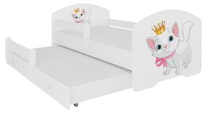 Detská posteľ PEPE II so zábranou, 160x80, vzor m1, mačka