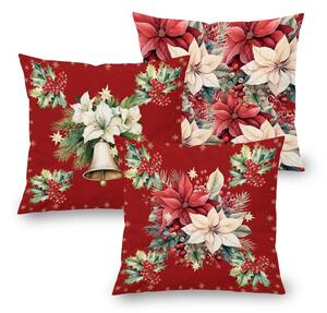 Sada 3 ks obliečok na vankúšiky RED POINSETTIA 45 x 45 cm
