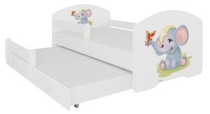 Detská posteľ PEPE II so zábranou, 160x80, vzor m3, slon