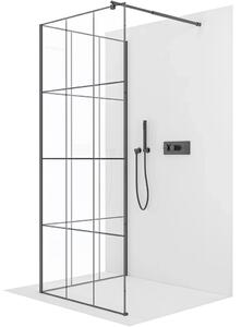 CERANO - Sprchová zástena Walk-in Onyx Corner Round Ľ/P - 8 mm - guľatá vzpera - čierna matná, industriálne sklo - 90x90x200 cm