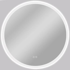 CERANO - Kúpeľňové LED zrkadlo Blanco, akrylátový rám - biela lesklá - Ø 50 cm