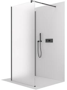 CERANO - Sprchová zástena Walk-in Onyx Corner Round Ľ/P - 8 mm - guľatá vzpera - čierna matná, mliečne sklo - 110x80x200 cm