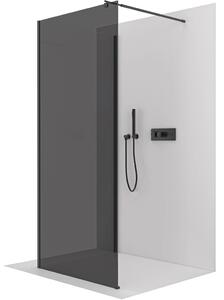 CERANO - Sprchová zástena Walk-in Onyx Corner Round Ľ/P - 8 mm - guľatá vzpera - čierna matná, grafitové sklo - 110x100x200 cm