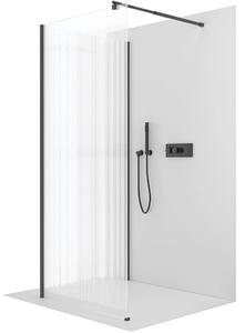 CERANO - Sprchová zástena Walk-in Onyx Corner Round Ľ/P - 8 mm - guľatá vzpera - čierna matná, ryhované sklo - 70x70x200 cm