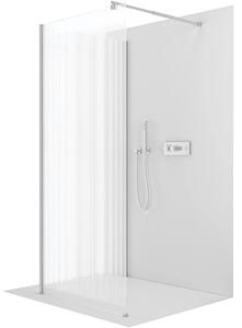 CERANO - Sprchová zástena Walk-in Onyx Corner Round Ľ/P - 8 mm - okrúhla vzpera - chróm, ryhované sklo - 90x100x200 cm