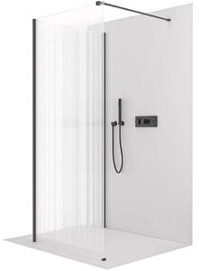 CERANO - Sprchová zástena Walk-in Onyx Corner Cube Ľ/P - 8 mm - hranatá vzpera - čierna matná, ryhované sklo - 90x70x200 cm