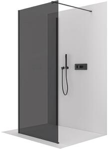 CERANO - Sprchová zástena Walk-in Onyx Corner Cube Ľ/P - 8 mm - hranatá vzpera - čierna matná, grafitové sklo - 40x30x200 cm
