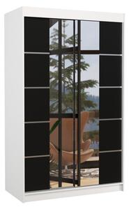 Posuvná skriňa so zrkadlom GENUA, 120x200x58, biela/čierna