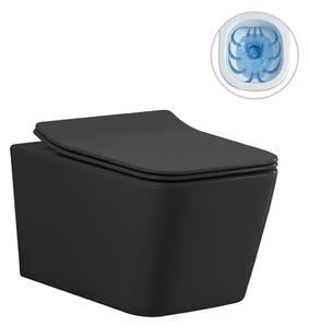 CERANO - WC závesné Forte, Rimless + Slim/UF sedátko - čierna matná - 51x36 cm