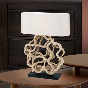Stolová lampa Peggy s dreveným podstavcom
