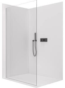 CERANO - Sprchová zástena Walk-in Crystal Ľ/P - 8 mm - bezvzperový systém - čierna matná, transparentné sklo - 80x200 cm