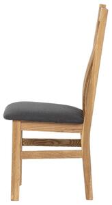 Drevená jedálenská stolička vo farbe dub čalúnená šedou látkou (a-2100 šedá látka)
