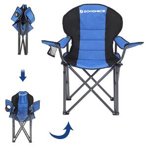 SONGMICS Skladacia stolička - modrá / čierna - 90x55x102 cm