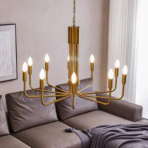 Luster Lindby Elanova, mosadz, 10 svetiel, Ø 80 cm, E14