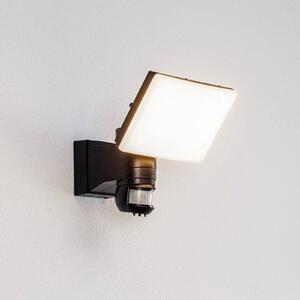 Prios LED vonkajšie nástenné svietidlo Avayah, detektor pohybu, IP44, Čierna, Hliník, Moderný, Nástenné bodové svietidlo