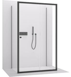 CERANO - Trostenný sprchovací kút Varone POINT UL/P - 6 mm - čierna matná, transparentné sklo - 90x90x195 cm - posuvný