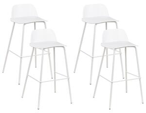 Sada 4 barových stoličiek biela syntetický materiál 90 cm plastové sedadlo kovové nohy moderný štýl kuchyňa jedáleň
