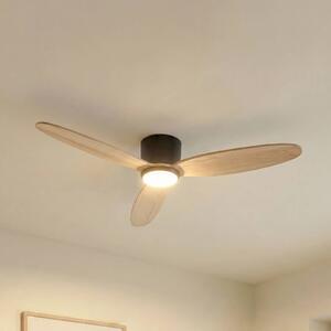 Stropný ventilátor Lucande LED Lignia, Ø 132 cm, stmievateľné, Svetlé drevo, Obývacia izba / jedáleň, Drevo, Škandinávsky