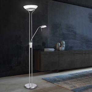 Bazénová stojacia lampa LED s ramenom na čítanie, funkcia, Hliník / sivá / zinok, Obývacia izba / jedáleň, kov, Moderný, Zemné bodové svetlo