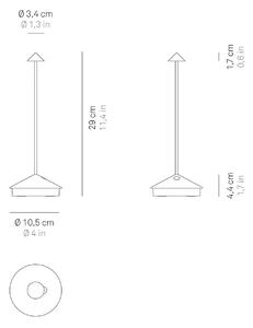 Zafferano Pina 3K LED stolová lampa na akumulátor, tmavošedá, IP54, Hliník / sivá / zinok, Obývacia izba / jedáleň, Hliník, Moderný, Stojacie svietidlo