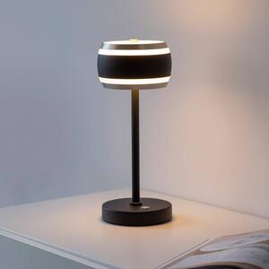 Akumulátorová stolová lampa PURE Falling Rings, čierna perla/diamant,, Čierna, Spálňa, Hliník, Moderný, Stojacie svietidlo