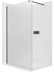 CERANO - Sprchová zástena Walk-in Onyx Cube Ľ/P - 8 mm - hranatá vzpera - čierna matná, mliečne sklo - 30x200 cm