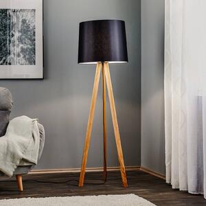 Quitani stojacia lampa Alos, dub, čierny chintz, trojnožka