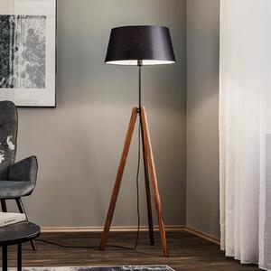 Quitani stojacia lampa Reba, trojnožka, chintz, čierna