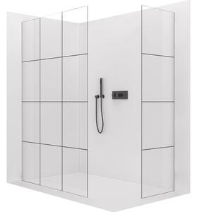 CERANO - Sprchová zástena Walk-in Crystal TL/P - 8 mm - bezvzperový systém - čierna matná, industriálne sklo - 90x90x200 cm