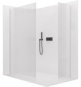 CERANO - Sprchová zástena Walk-in Crystal TL/P - 8 mm - bezvzperový systém - čierna matná, ryhované sklo - 100x80x200 cm