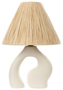 Stolná lampa biela keramický podstavec papierové prírodné tienidlo nočná stolná lampa