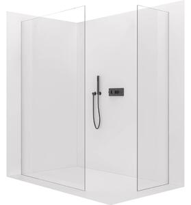 CERANO - Sprchová zástena Walk-in Crystal TL/P - 8 mm - bezvzperový systém - čierna matná, transparentné sklo - 80x60x200 cm