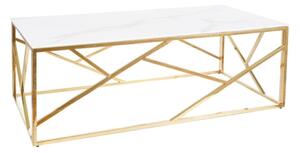 Konferenčný stolík KAPPA A II, 120x40x60, biely mramor/zlatá