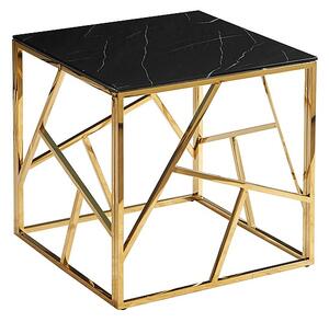 Konferenčný stolík KAPPA B II, 55x55x55, čierny mramor/zlatá
