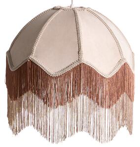 Závesná lampa béžová papier tkanina 182 cm lemovaná strapcami osvetlenie závesné svetlo retro vintage