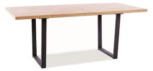 Rozkladací jedálenský stôl BENZ, 138-180x76x85, dub wotan/čierna