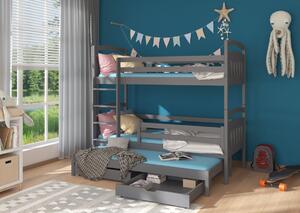 Detská poschodová posteľ ALDO + 3x matrac, 80x180/80x170, sivá