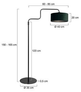 Stojacia lampa Bloeba, čierna/zelená, výška 165 cm, velúr, Čierna, Obývacia izba / jedáleň, kov, Moderný, Stojaca lampa