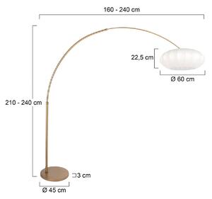Stojacia lampa Sparkled Light bronzová/biela, 240 cm, hodváb, Hnedá / staromosadz, Obývacia izba / jedáleň, kov, Moderný, Oblúková stojaca lampa